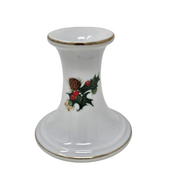 Vtg 80s Christmas Decor Woolworth Candlesticks Holly Berries Pine Cones Japan - Picture 4 of 9